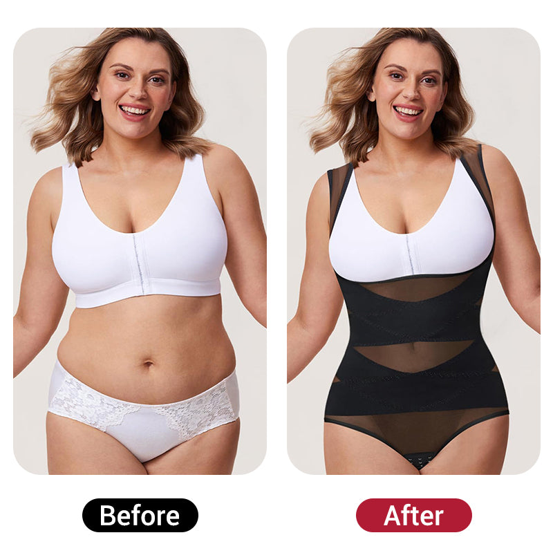 đLĂ€ttviktig Yoga Bodysuit Shaper i mesh för kvinnor