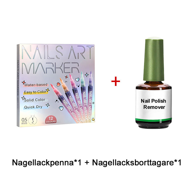 đHet rea 50% RABATTâłNagelkonstpennset i 12 fĂ€rger