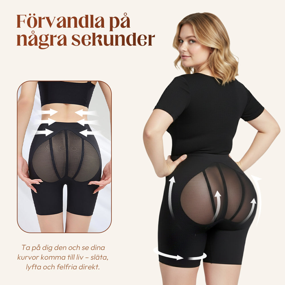 Högmidjade formande shorts med rumplyft