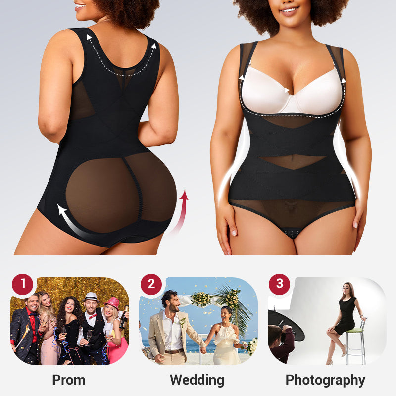 đLĂ€ttviktig Yoga Bodysuit Shaper i mesh för kvinnor