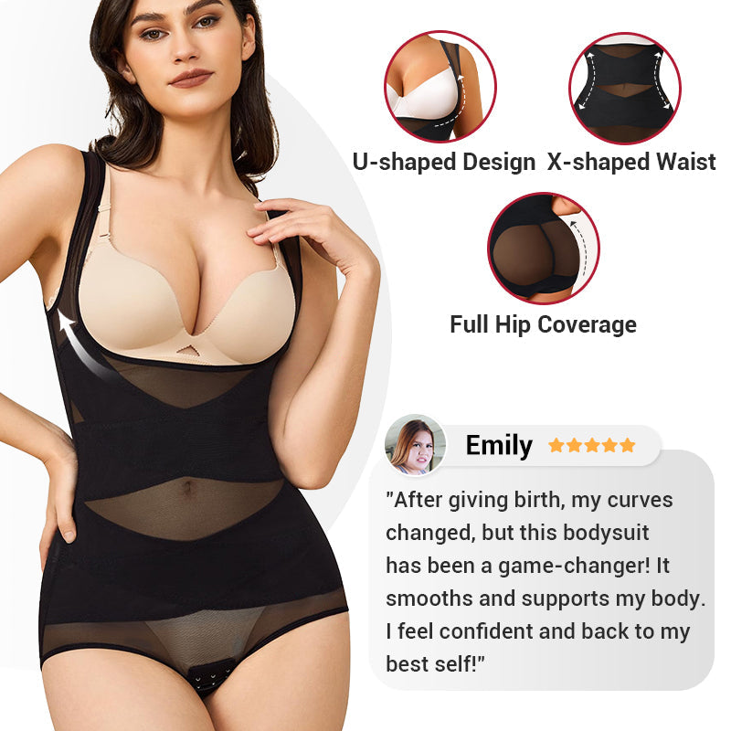 đLĂ€ttviktig Yoga Bodysuit Shaper i mesh för kvinnor