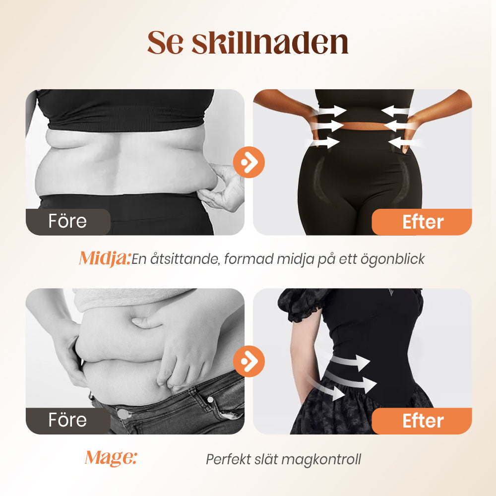 Högmidjade formande shorts med rumplyft