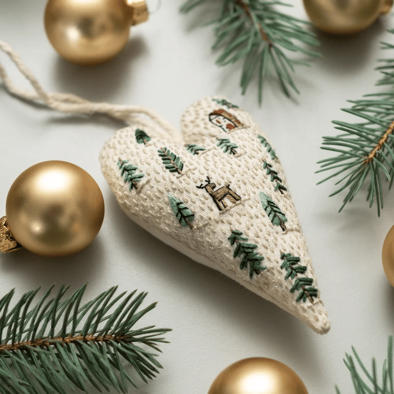 đ
BĂ€sta julklappenđDIY hjĂ€rtformad handbroderad juldekoration/dekorationskit
