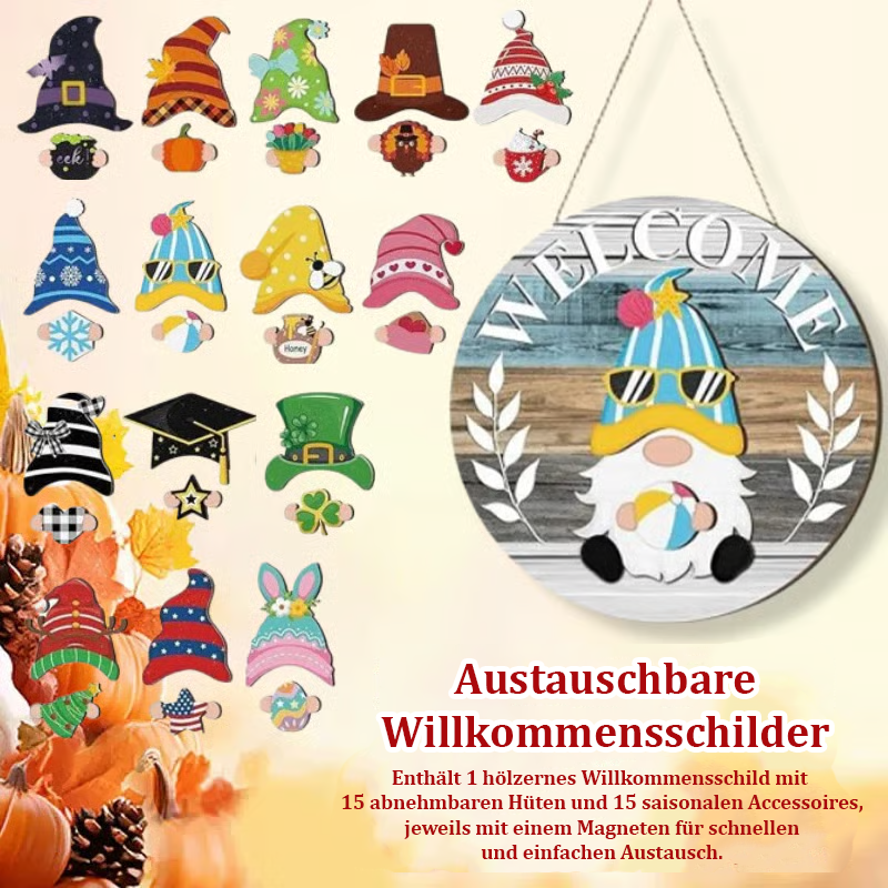 đ
SaisonangebotđIhr ganzjĂ€hriges Fest der KreativitĂ€t!đAustauschbares hölzernes Gnom-Willkommensschildđ
