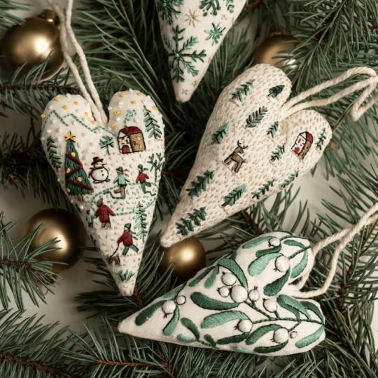 đ
BĂ€sta julklappenđDIY hjĂ€rtformad handbroderad juldekoration/dekorationskit