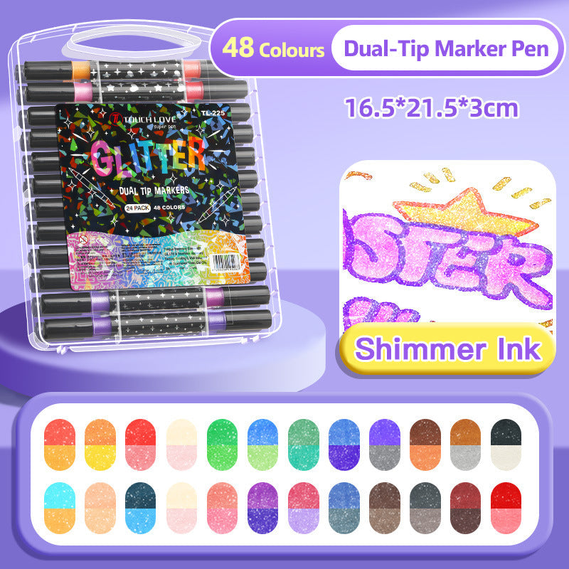Glitter Markeringspenna med Dubbel Spets