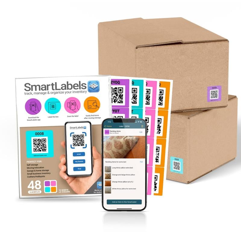 Originalfärgkodade skannbara QR-etiketter (48-pack)