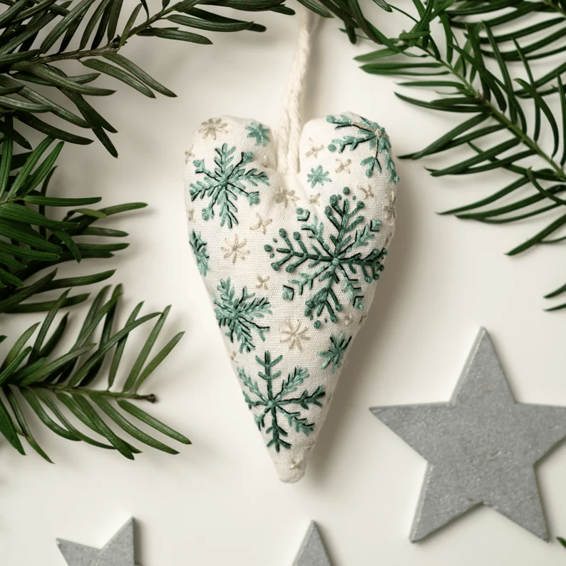 đ
BĂ€sta julklappenđDIY hjĂ€rtformad handbroderad juldekoration/dekorationskit