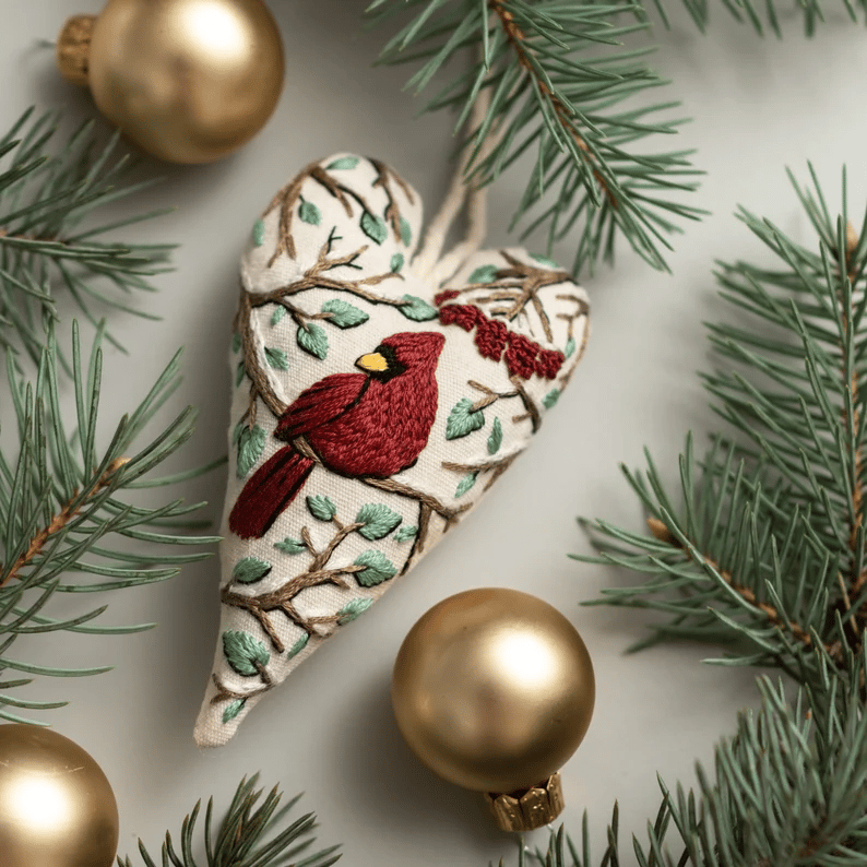 đ
BĂ€sta julklappenđDIY hjĂ€rtformad handbroderad juldekoration/dekorationskit