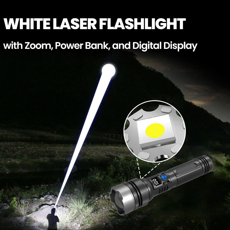 đ„Hett utslagđ„Vit laserficklampa med zoom, powerbank och digital display