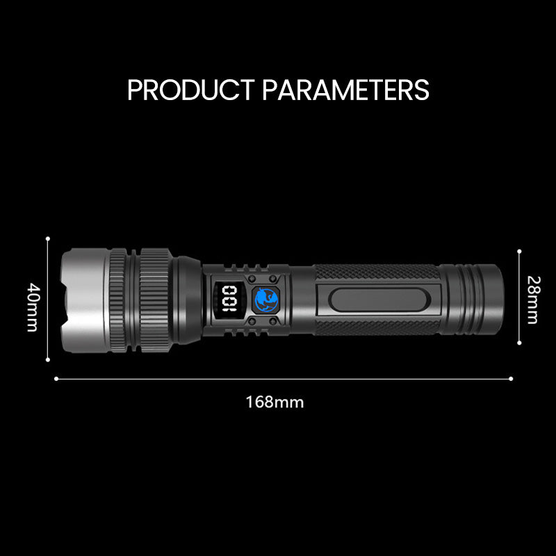 đ„Hett utslagđ„Vit laserficklampa med zoom, powerbank och digital display