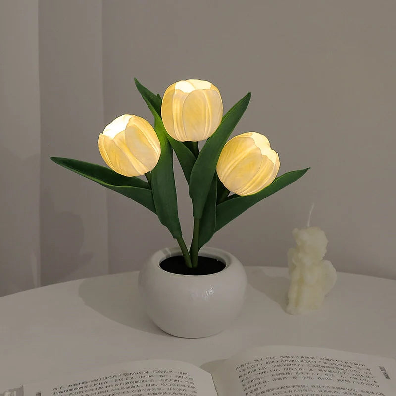 LED tulpan nattlampa blomsterbordslampađ·