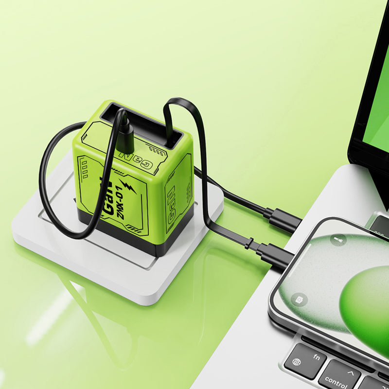 USB-C snabbladdningsstation med utdragbar kabel - Universell användning