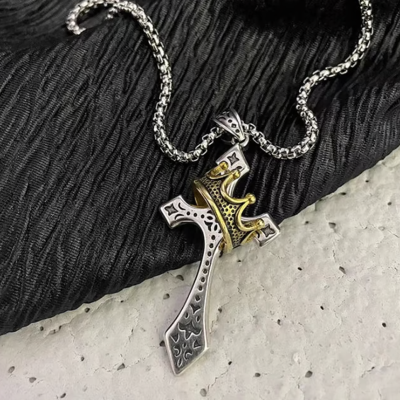 ✝️Vintage Halsband med Krona och Kors