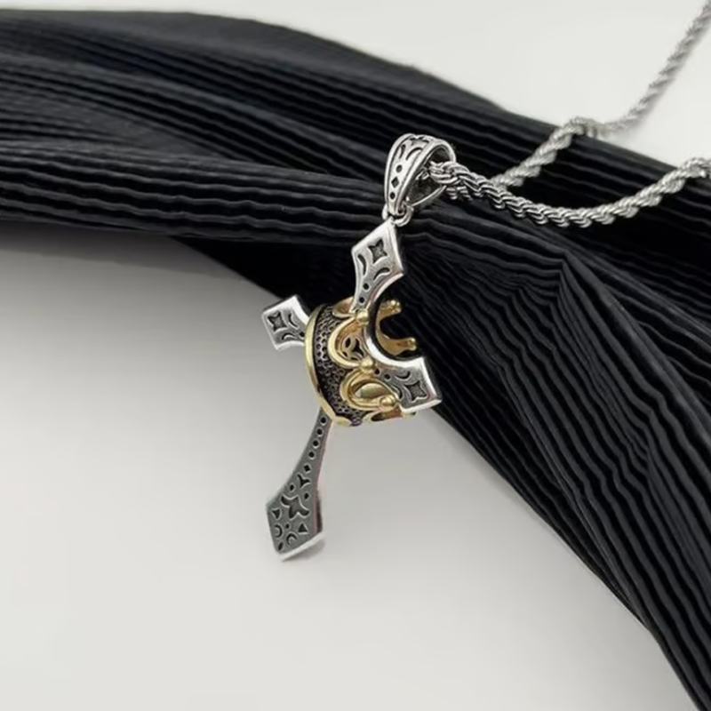 ✝️Vintage Halsband med Krona och Kors