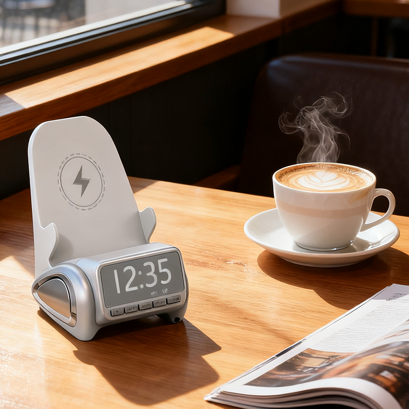3-in-1 Wireless Charger with Phone Stand and Bluetooth Speaker