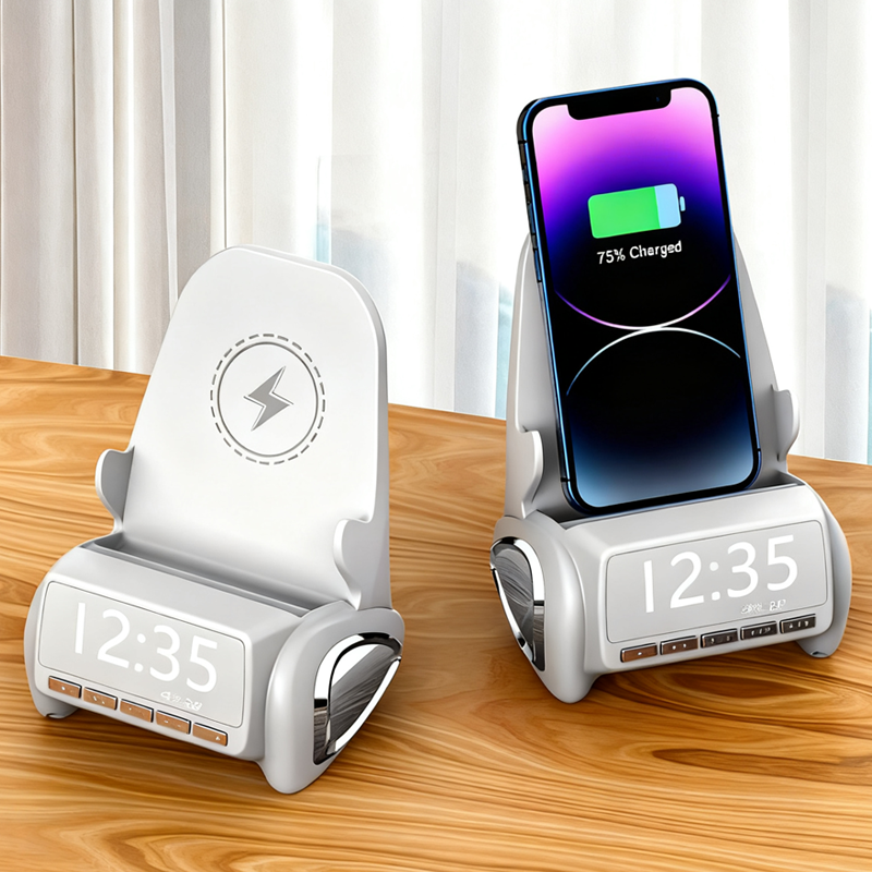 3-in-1 Wireless Charger with Phone Stand and Bluetooth Speaker