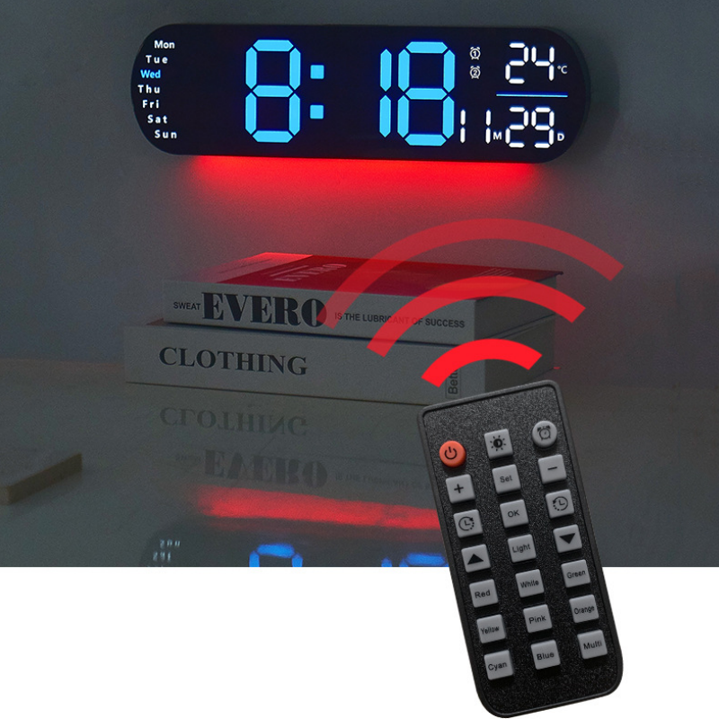 Multifunktionell Dekorativ LED Digital Väggklocka