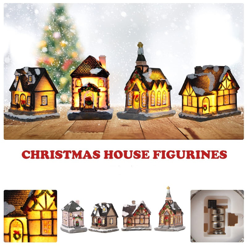 Miniatyr LED-belyst julbyhus