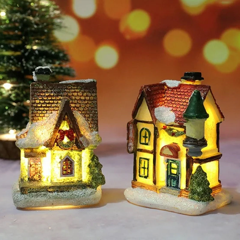 Miniatyr LED-belyst julbyhus