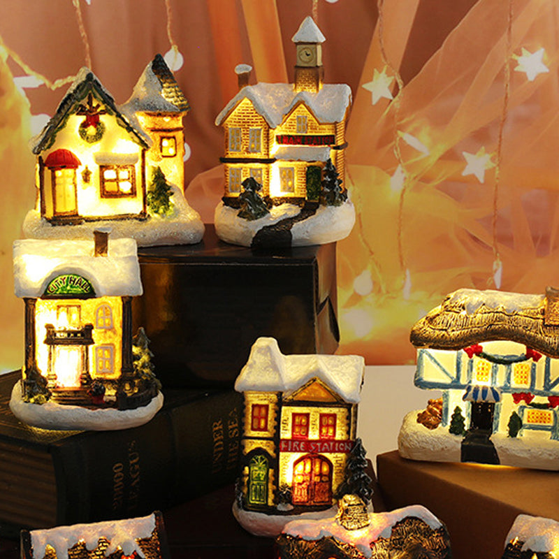 Miniatyr LED-belyst julbyhus