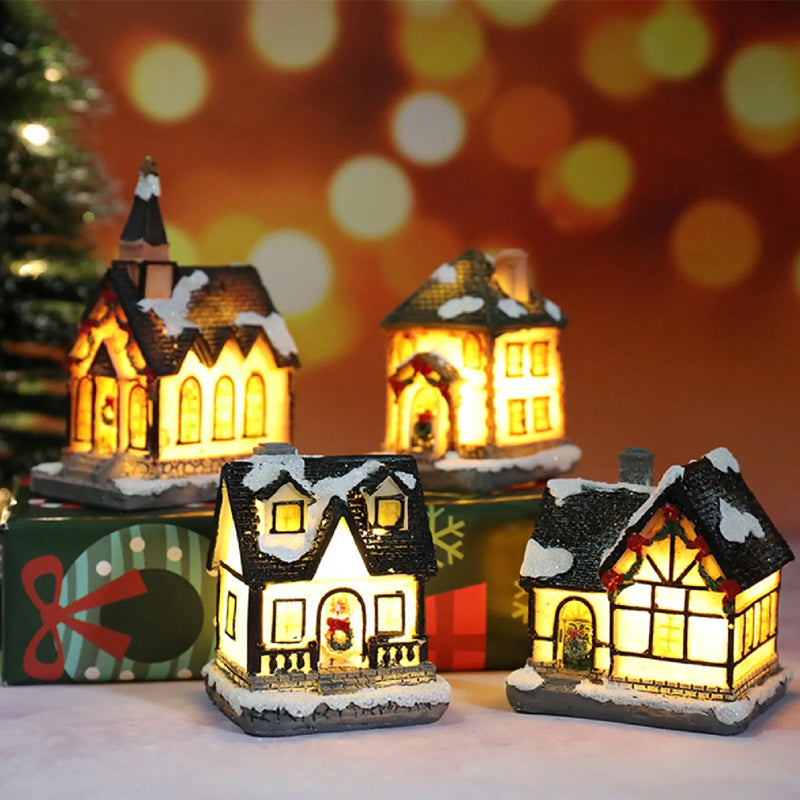 Miniatyr LED-belyst julbyhus