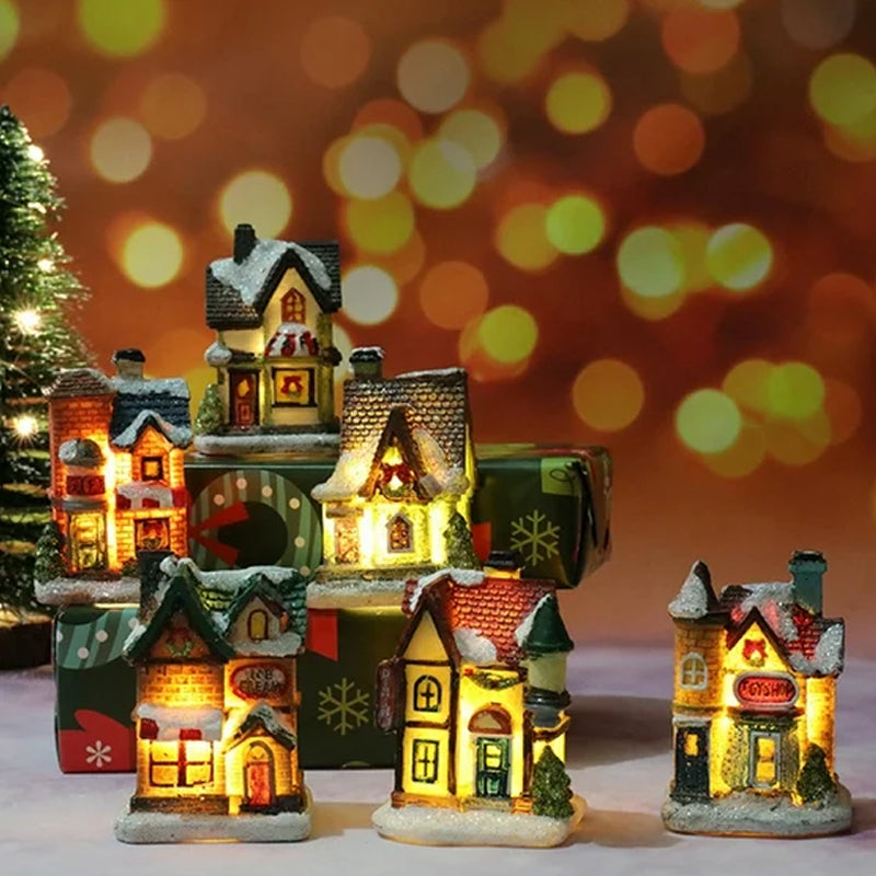 Miniatyr LED-belyst julbyhus