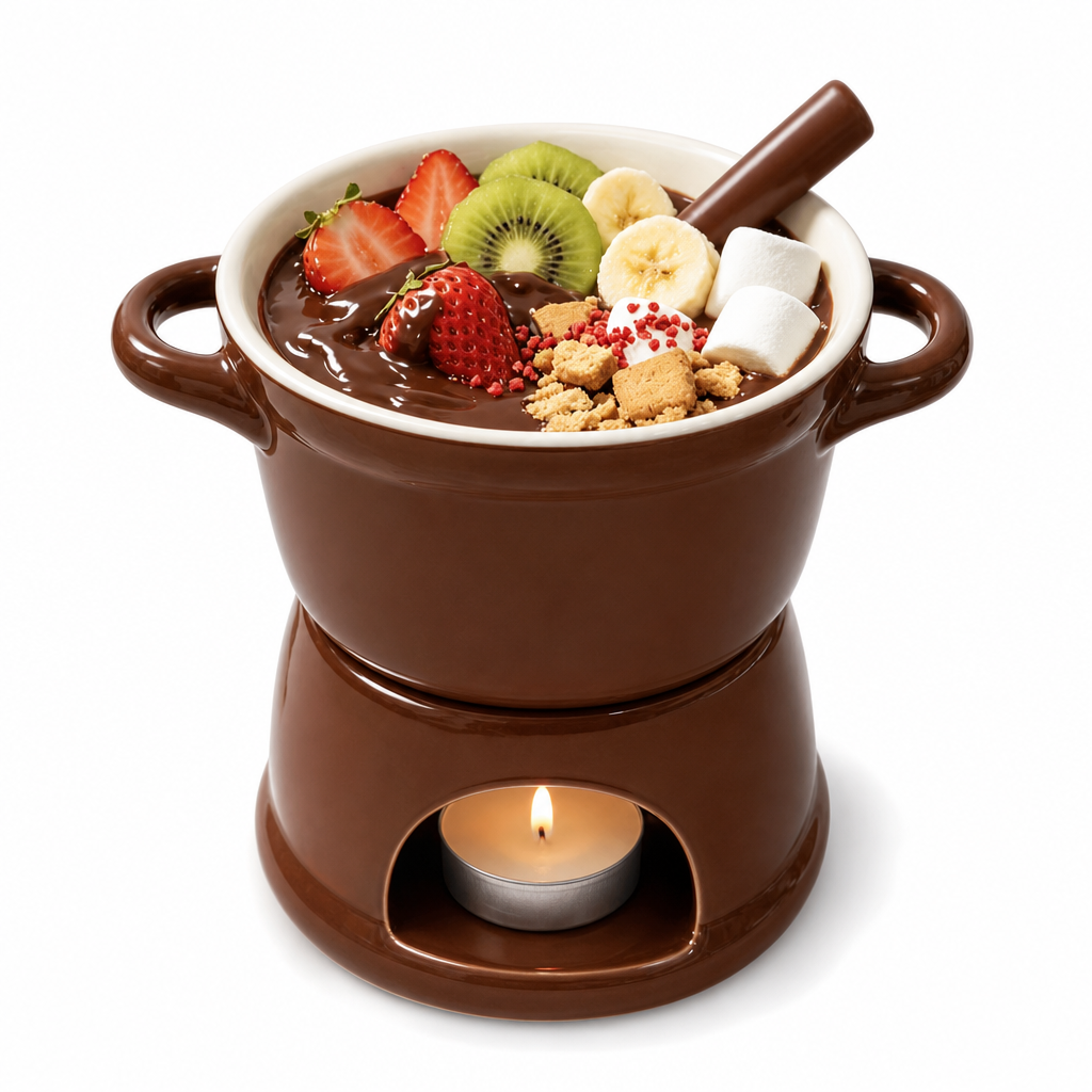 đȘPopulĂŠrt tilbud â 50 % RABATâ Keramisk fonduekrus til chokolade & ost med gaffel â perfekt til hyggelige aftener & gaverđ«