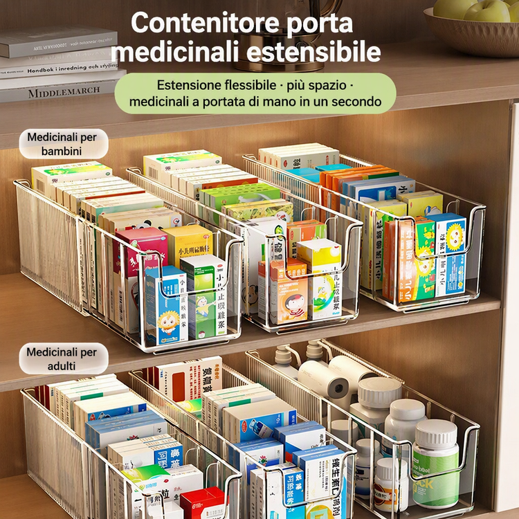 🔥 Utdragbar transparent medicinorganiserare – teleskopisk 24,5–43 cm 💊🗄️