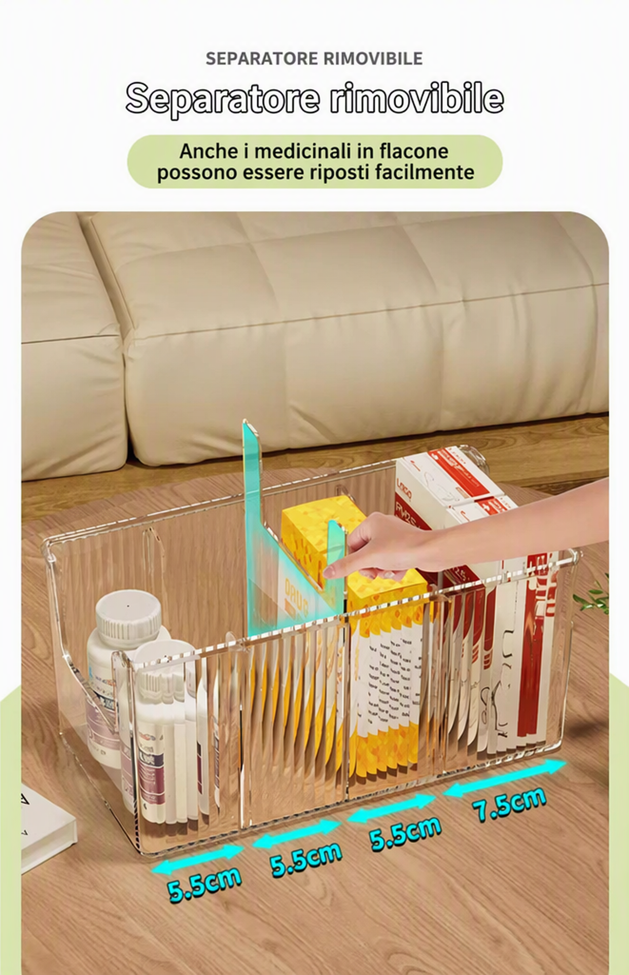 🔥 Utdragbar transparent medicinorganiserare – teleskopisk 24,5–43 cm 💊🗄️