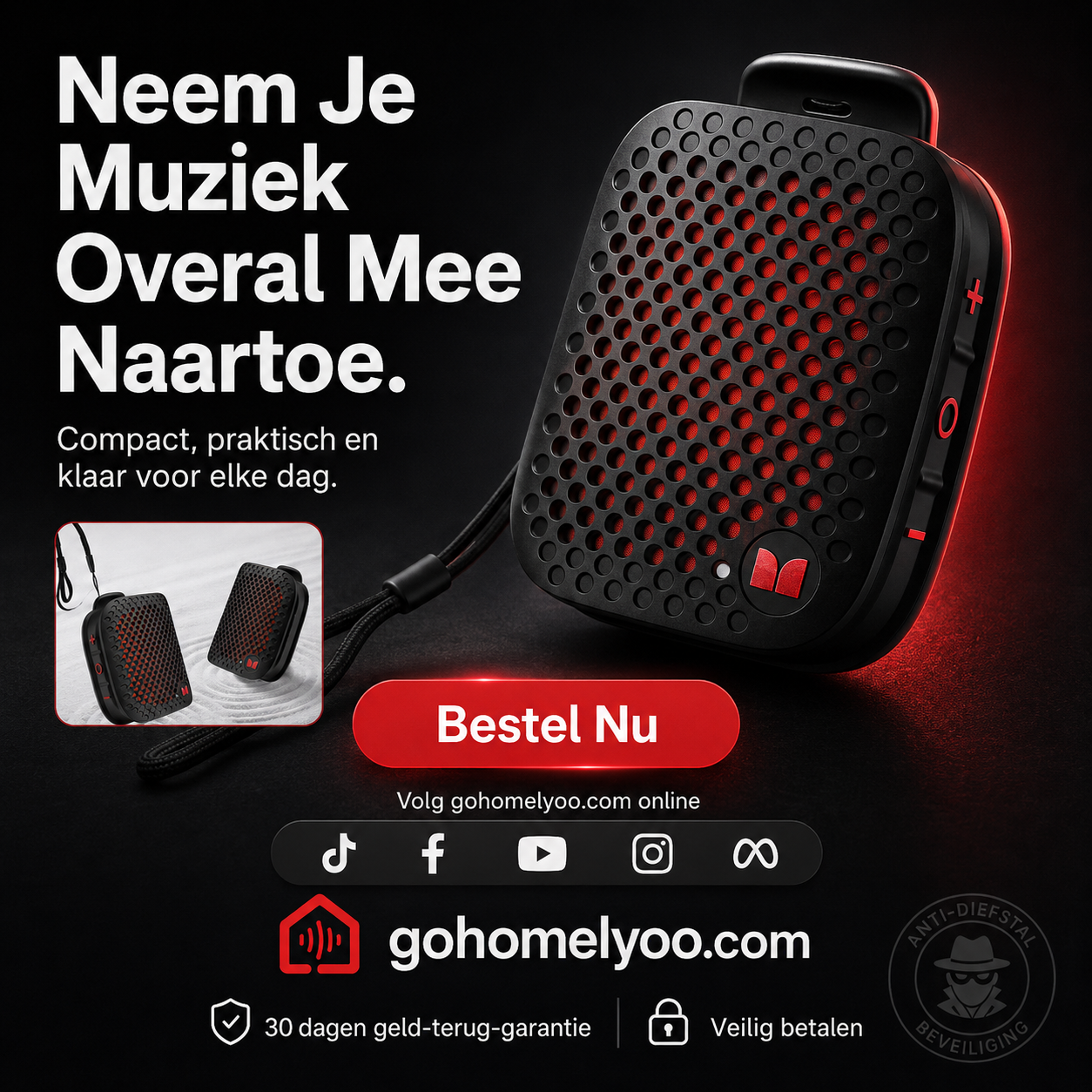 Vattentät Bluetooth-cykelhögtalare med monteringsfäste
