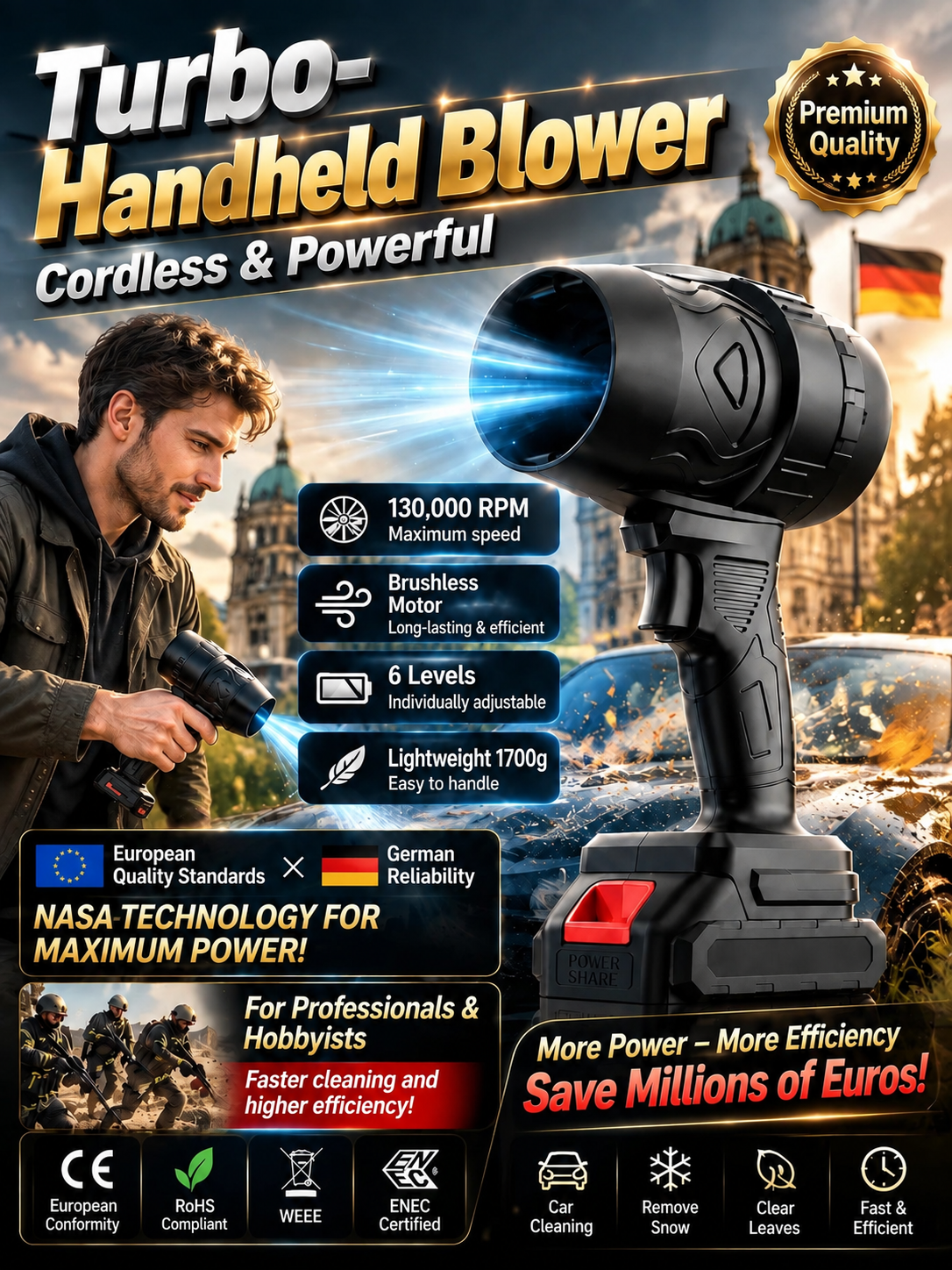 🔥HETT ERBJUDANDE🔥Handhållen kraftfull turbofläkt