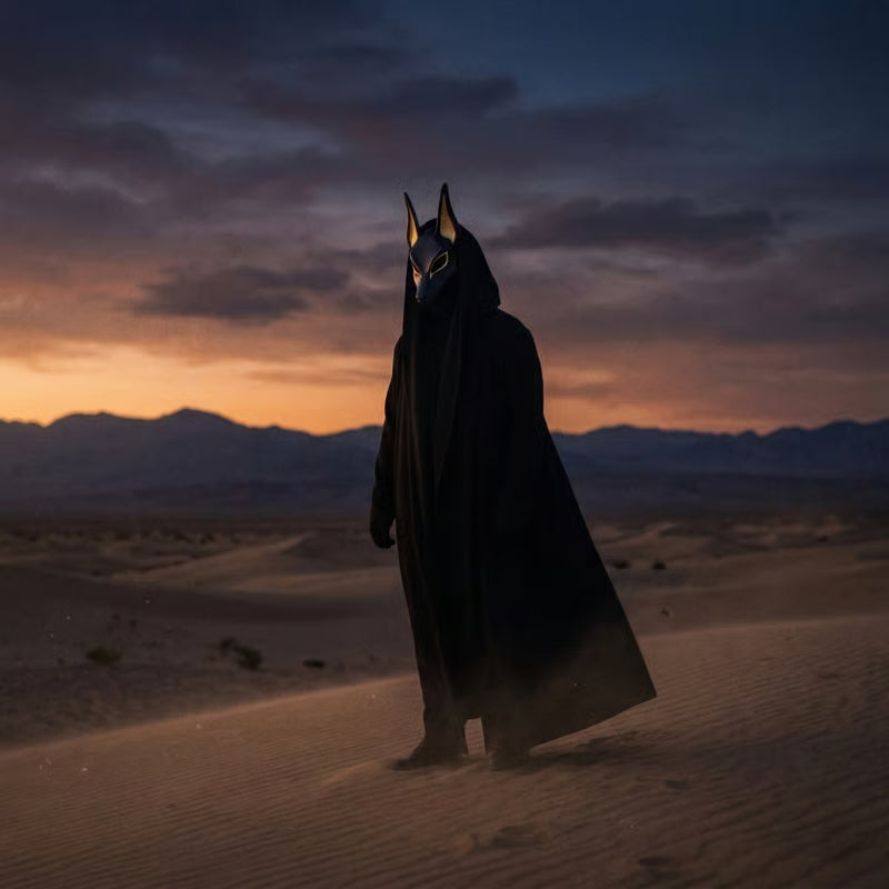 Egyptisk Anubis-mask: Handmålad schakalmask i konstgjord bladguld för cosplay och lyxig väggdekoration