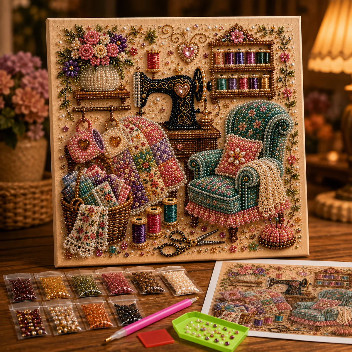 ⏳🔥Begränsad tid — 67 % RABATT!🎁💎3D-diamond painting-set med mysiga hobbyrum — koppla av & skapa🧘