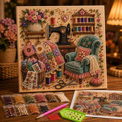 ⏳🔥Begränsad tid — 67 % RABATT!🎁💎3D-diamond painting-set med mysiga hobbyrum — koppla av & skapa🧘