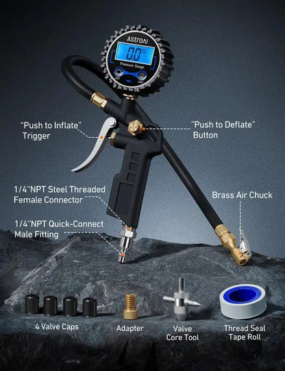 Digital däcktrycksmätare med pump