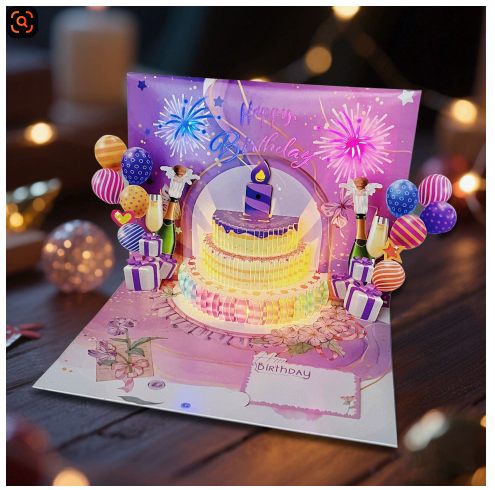 🎉3D-popup-musikalisk födelsedagskort med ljus och sång🎵🎂
