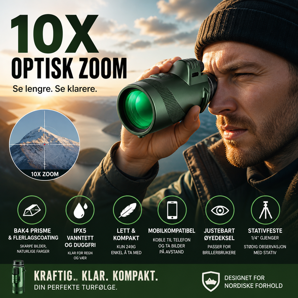 🔭 Monokular med 10× förstoring