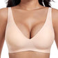 Jelly trådlös BH för kvinnor – Sömlös push-up bralette med djup V-ringning, perfekt för vardagen