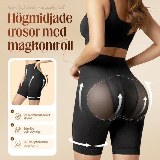 Högmidjade formande shorts med rumplyft