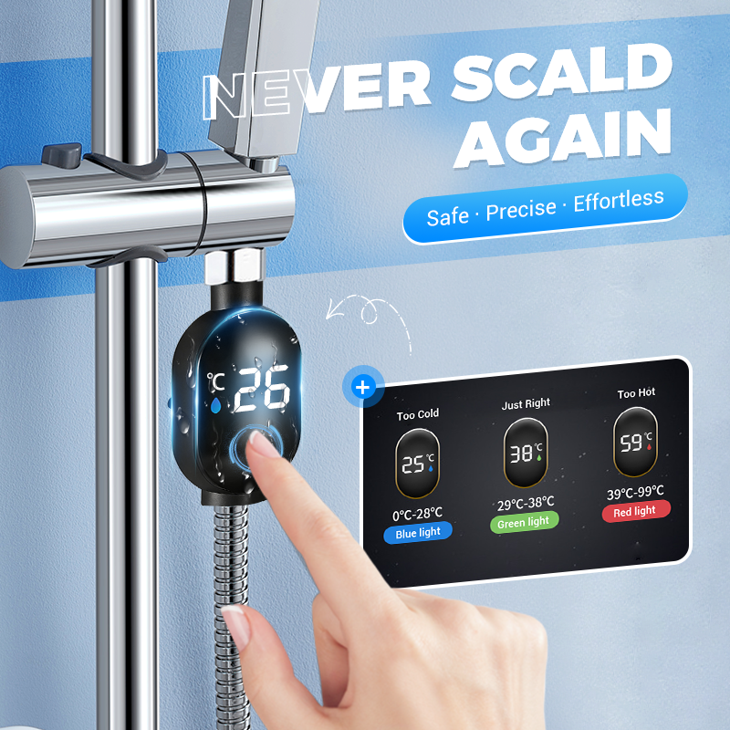 🌡️ Duschtermometer – Omedelbar digital display, vattentät & enkel att installera för säkrare bad 👶📦