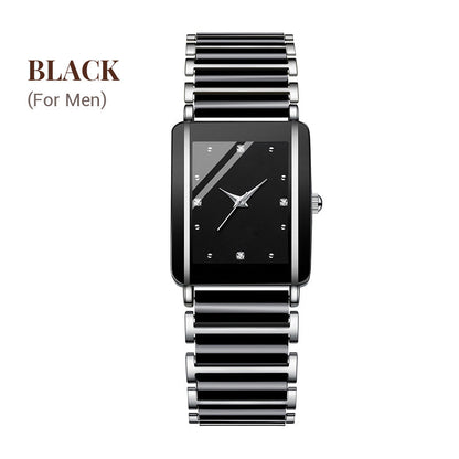 Fashion Ceramic Square Quartz Watch, klocka för par
