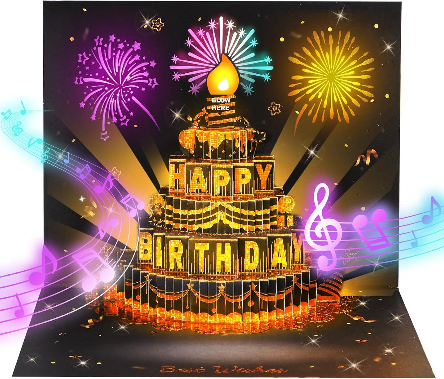 🎉3D-popup-musikalisk födelsedagskort med ljus och sång🎵🎂