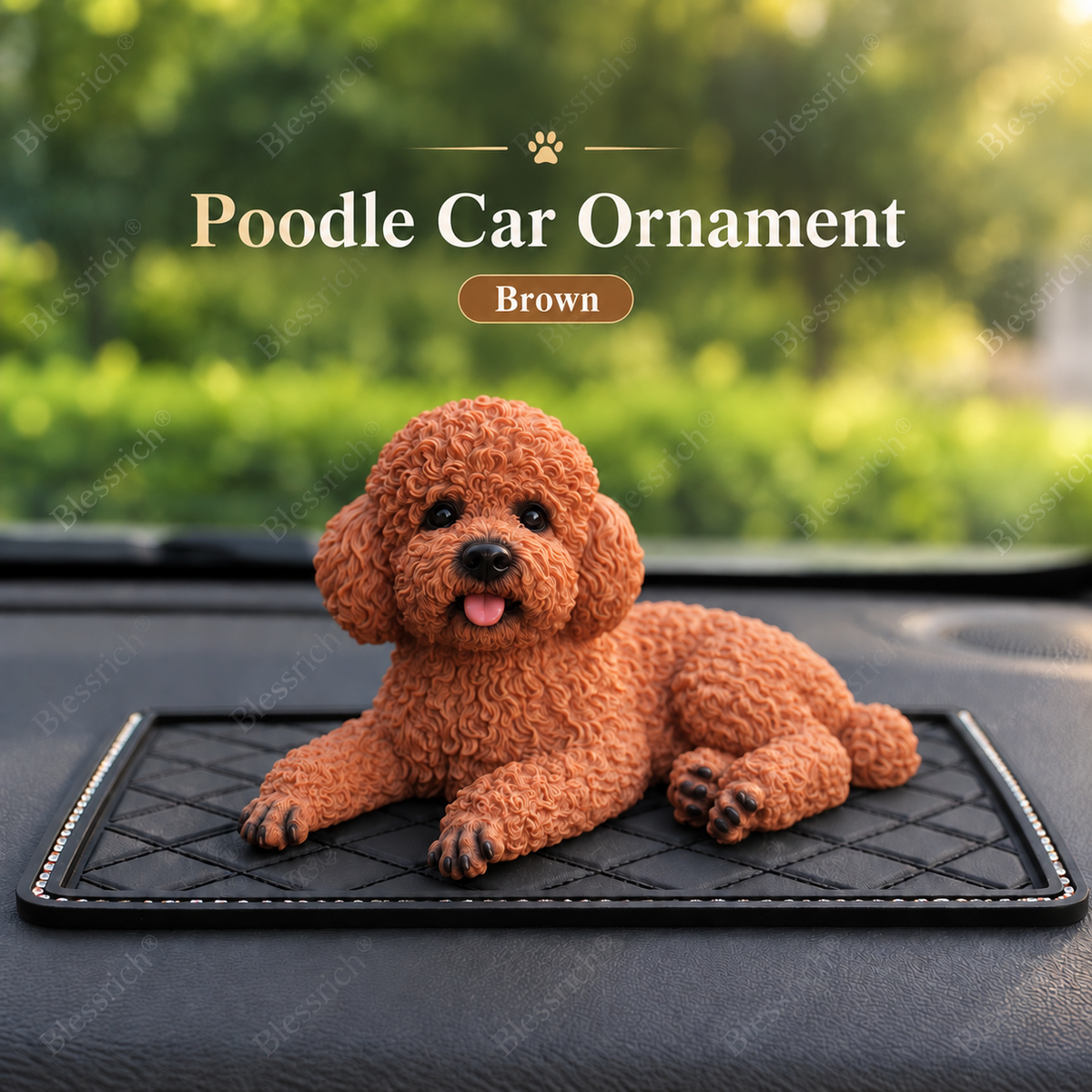 Pudel-bilprydnad – söt dekoration för instrumentbrädan 🐶✨