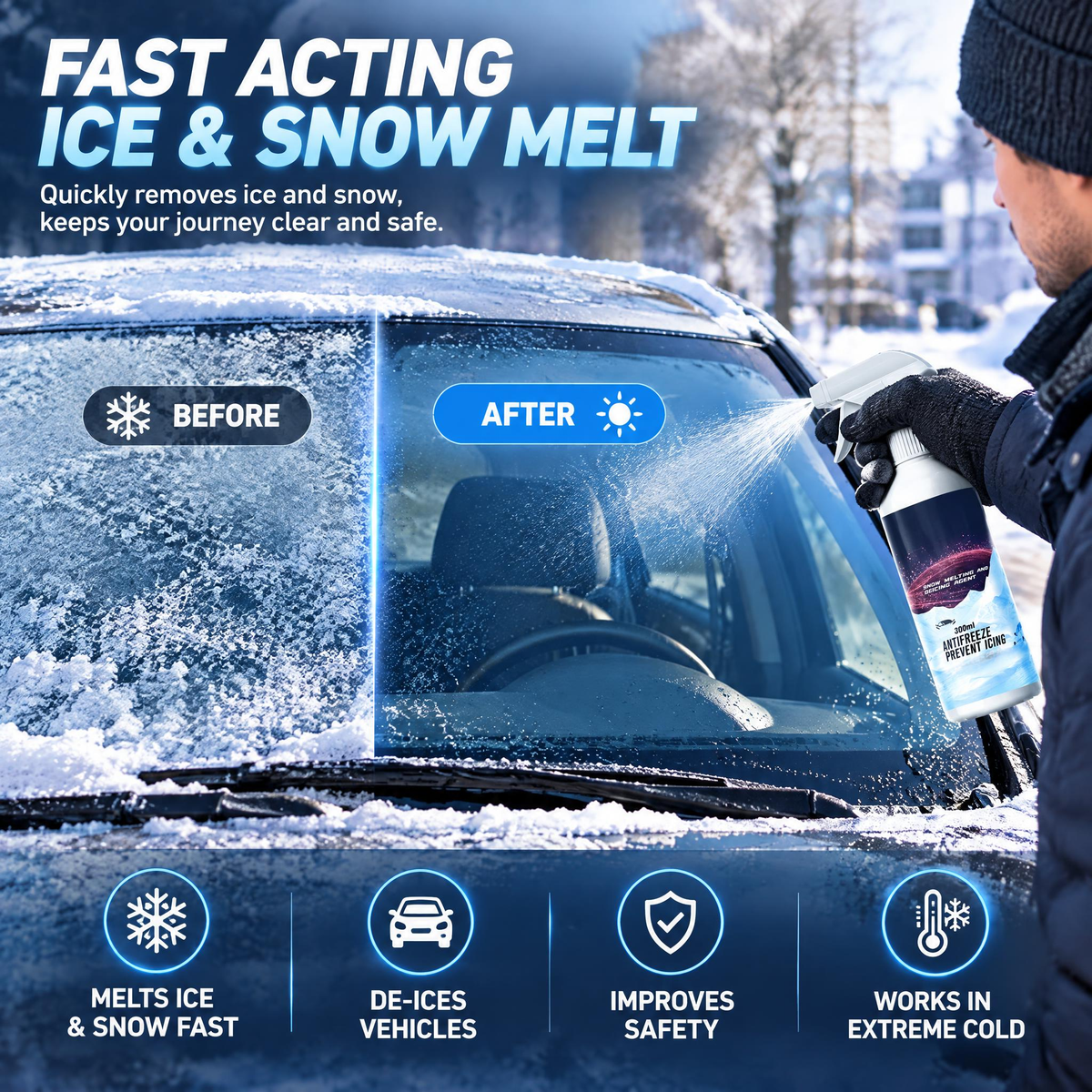 🧊 Högeffektivt snö- och issmältningsmedel – lämpligt för snösmältning på stora ytor och avisning av fordon
