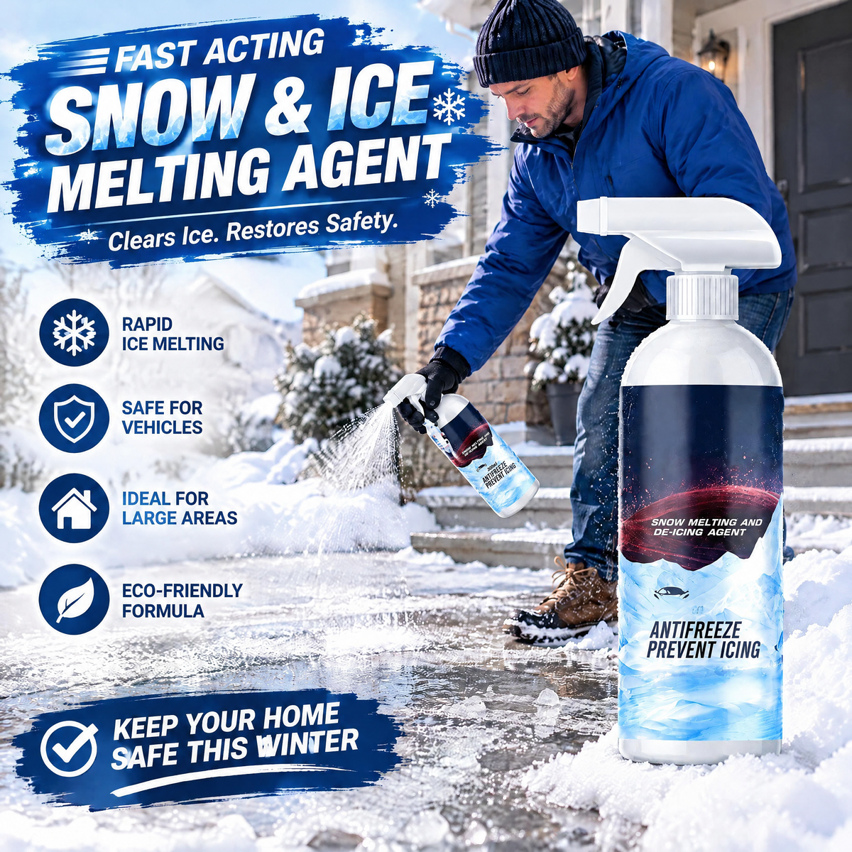🧊 Högeffektivt snö- och issmältningsmedel – lämpligt för snösmältning på stora ytor och avisning av fordon