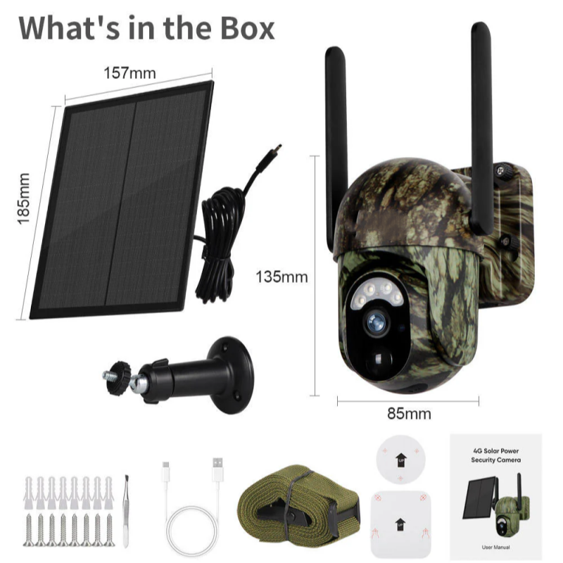 🛠 60 % rabatt + fri frakt 🔥 Trådlös solövervakningskamera 4G LTE CB114S – 2K HD livevisning, 360° täckning, utan Wi-Fi, fjärrstyrning via app, vattentät, rörelsedetektering, nattvision, för utomhusbruk