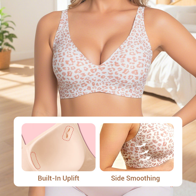Jelly trådlös BH för kvinnor – Sömlös push-up bralette med djup V-ringning, perfekt för vardagen