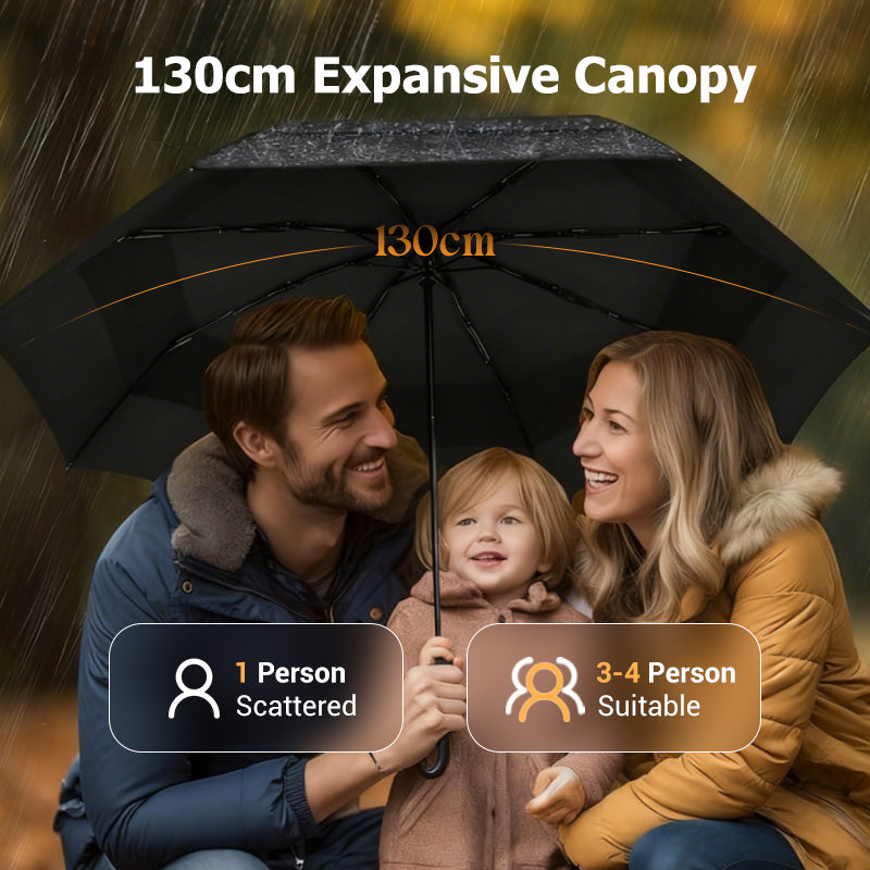 ☔ 12-ribbat vindtåligt paraply – stor täckning & kompakt vikdesign