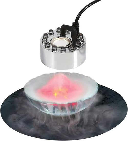 ⏳Tidsbegränsat specialerbjudande⏰ 12-LED ultraljudsdimskapare – Skapar sval dimma och färgglatt ljus – Perfekt för luftfuktare, fontäner eller Halloween-dekoration – går tyst i vatten 💧✨